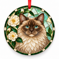 Cherubim Seal Point porcelain Christmas ornament with red ribbon — ORN-10430
