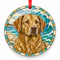 Chesapeake Bay Retriever Deadgrass porcelain Christmas ornament with red ribbon — ORN-10431