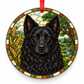 Croatian Shepherd Dog Black porcelain Christmas ornament with red ribbon — ORN-10524