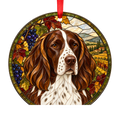 Deutsch Langhaar Brown and White stained glass style Christmas ornament