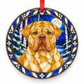Dogue de Bordeaux Light Fawn No Mask porcelain Christmas ornament with red ribbon — ORN-10564