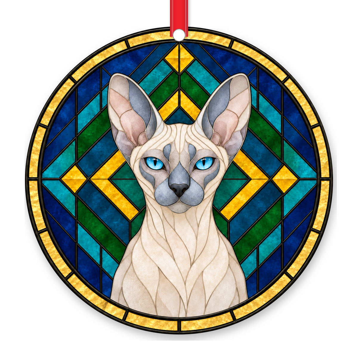 Donskoy Blue Point porcelain Christmas ornament with red ribbon — ORN-10569