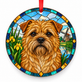 Dutch Smoushond Yellow porcelain Christmas ornament with red ribbon — ORN-10608