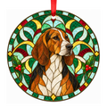 Finnish Hound Tricolor stained glass style Christmas ornament