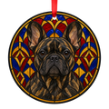 French Bulldog Brindle stained glass style Christmas ornament