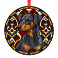 German Pinscher Blue and Tan stained glass ornament