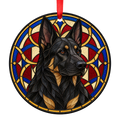 German Shepherd Dog Bicolor stained glass style Christmas ornament