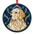 Golden Retriever Cream stained glass style Christmas ornament