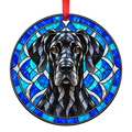 Great Dane Black stained glass style Christmas ornament