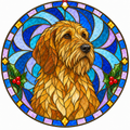 Griffon Fauve de Bretagne Fawn stained glass Christmas ornament