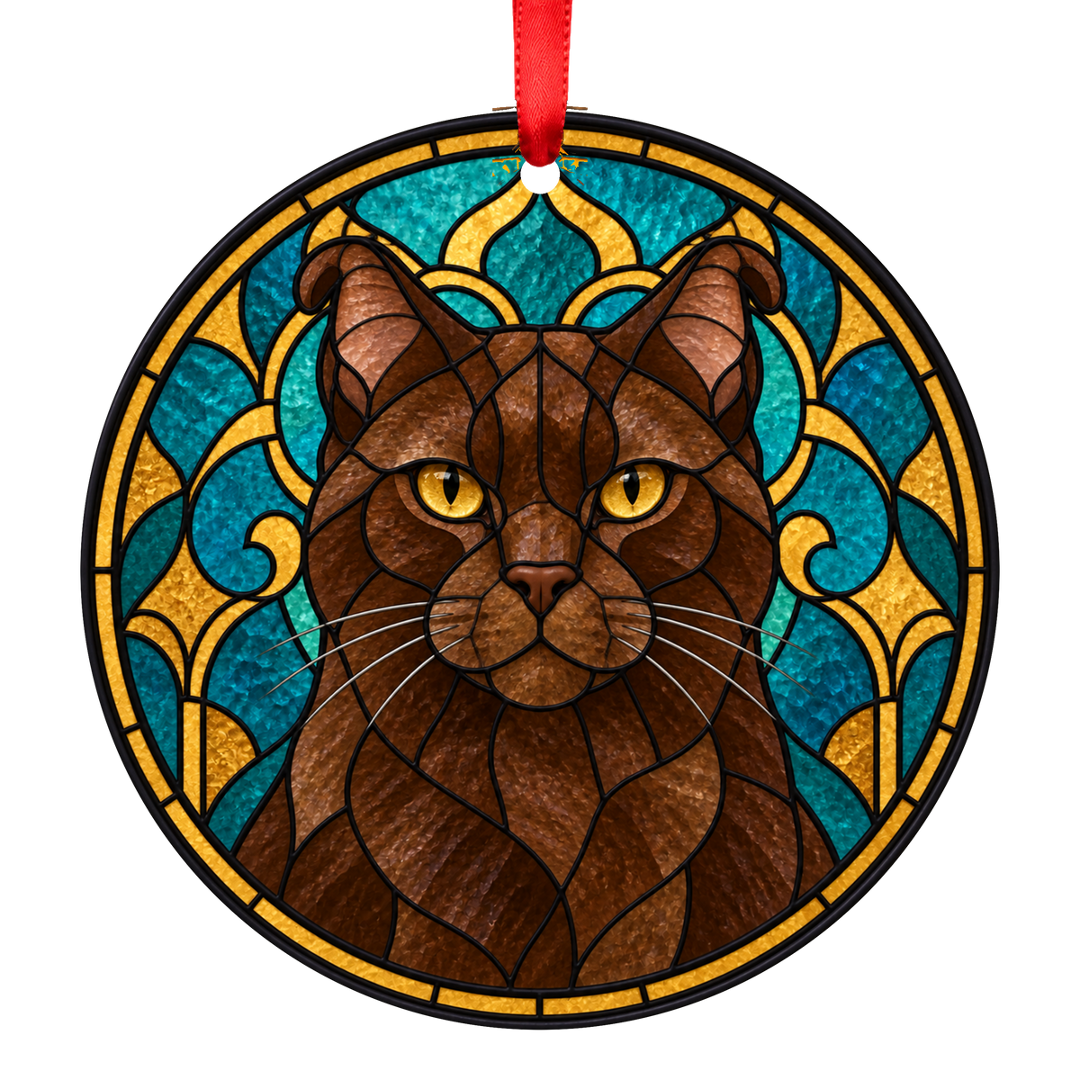 Highlander Chocolate Stained Glass Style Christmas Ornament