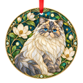 Himalayan Blue Cream Lynx Point stained glass style Christmas ornament