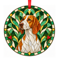 Istrian Shorthaired Hound White and Orange stained glass style Christmas ornament mockup