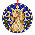 Kazakh Tazy Cream Stained Glass Style Christmas Ornament