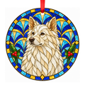 Kintamani-Bali Dog White stained glass pet Christmas ornament