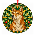 Korea Jindo Dog Red Fawn stained glass pet Christmas ornament