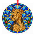 Lakeland Terrier Black and Tan stained glass pet Christmas ornament