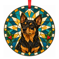 Lancashire Heeler Black and Tan stained glass pet Christmas ornament