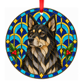 Lapponian Herder Black and Tan stained glass pet Christmas ornament