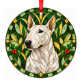Miniature Bull Terrier White stained glass pet Christmas ornament