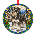 Miniature Schnauzer Salt and Pepper stained glass pet Christmas ornament