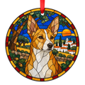 Portuguese Warren Hound-Portuguese Podengo Fawn and White porcelain Christmas ornament with red ribbon — ORN-11176