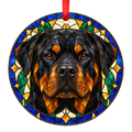 Rottweiler Black and Mahogany stained glass ornament