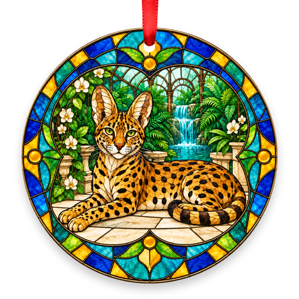 Savannah stained glass ornament mockup - Brown Spotted