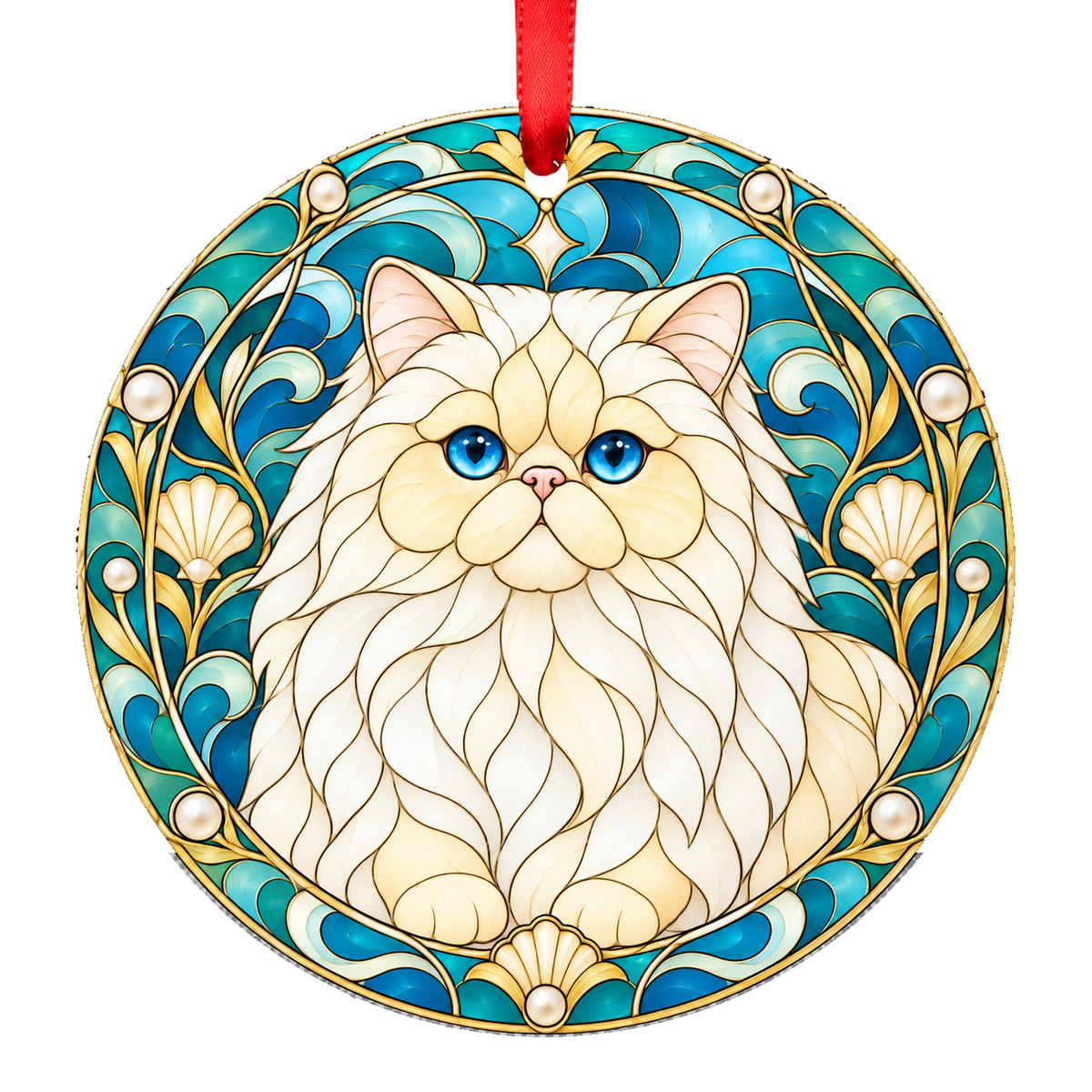 Himalayan Cream Point stained glass style Christmas ornament