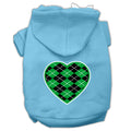 Pet Hoodie "Green Argyle Heart"