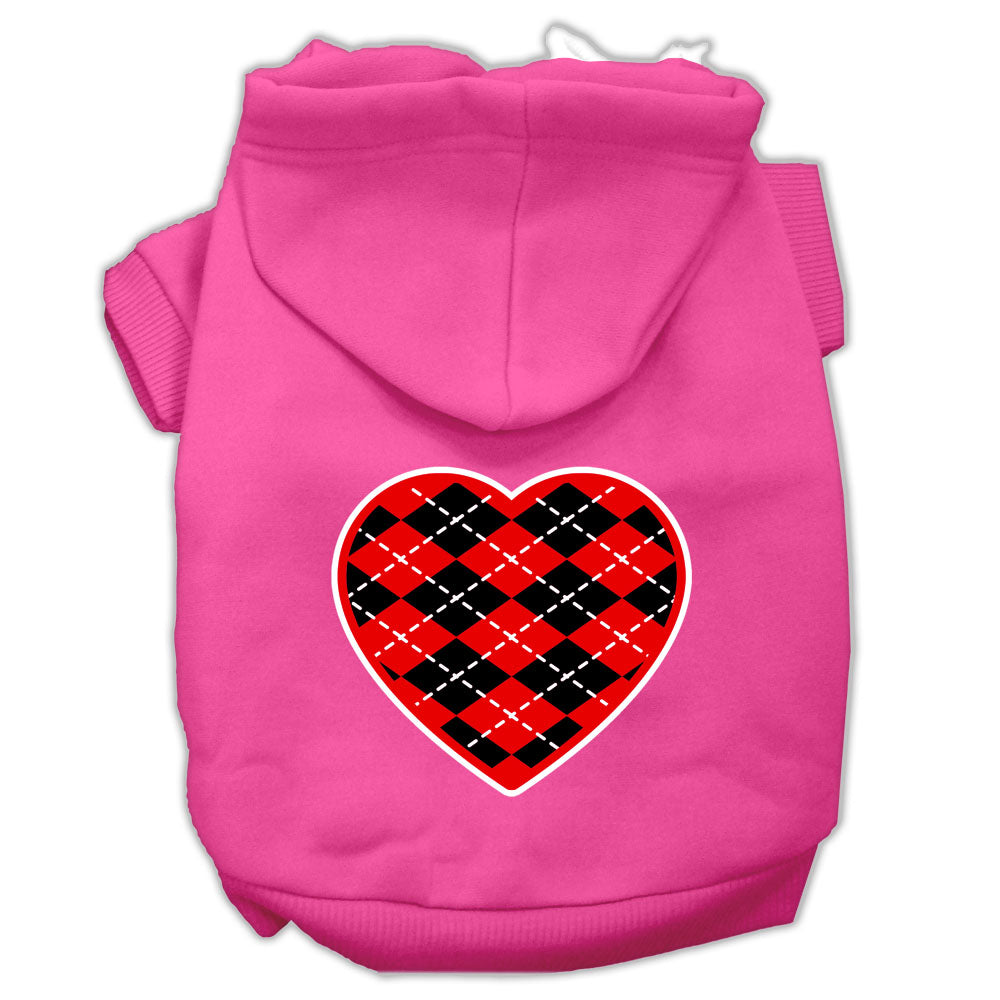 Pet Hoodie "Red Argyle Heart"