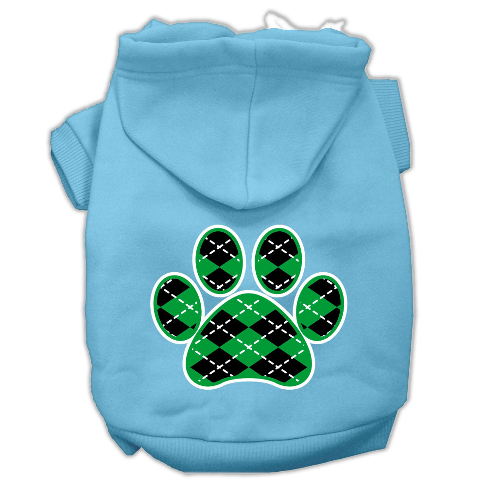 Pet Hoodie "Green Argyle Paw"