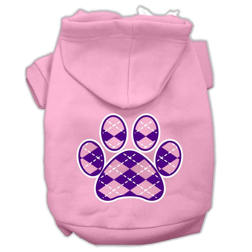 Pet Hoodie "Purple Argyle Paw"