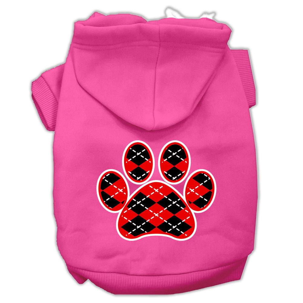 Pet Hoodie "Red Argyle Paw"