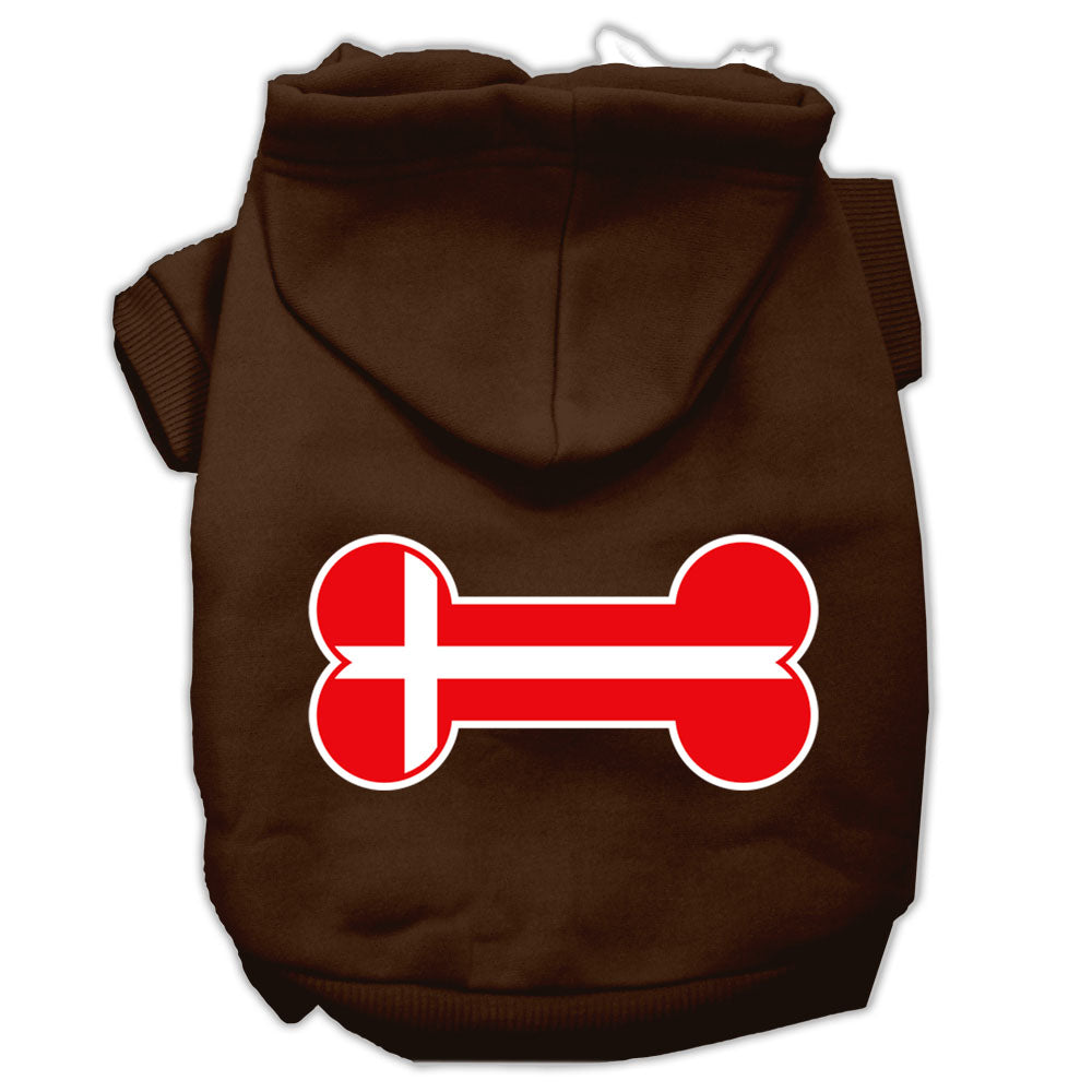 Pet Hoodie "Bone Shaped Denmark Flag"