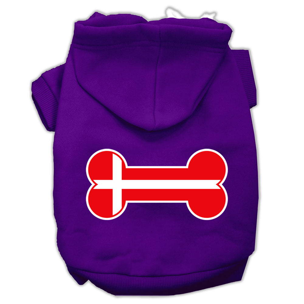 Pet Hoodie "Bone Shaped Denmark Flag"