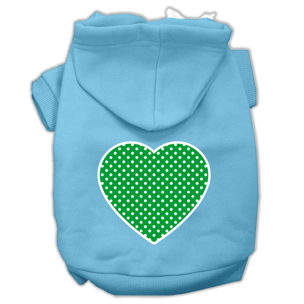 Pet Hoodie "Green Swiss Dots Heart"