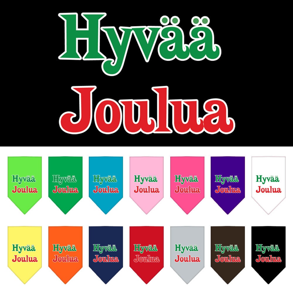 Christmas Pet and Dog Bandana Screen Printed, "HyvÃ¤Ã¤ Joulua"