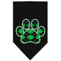 Pet and Dog Bandana Screen Printed, "Green Argyle Paw"